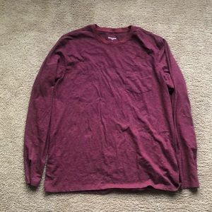 Red Mens comfy lounge longsleeve pajama shirt tee